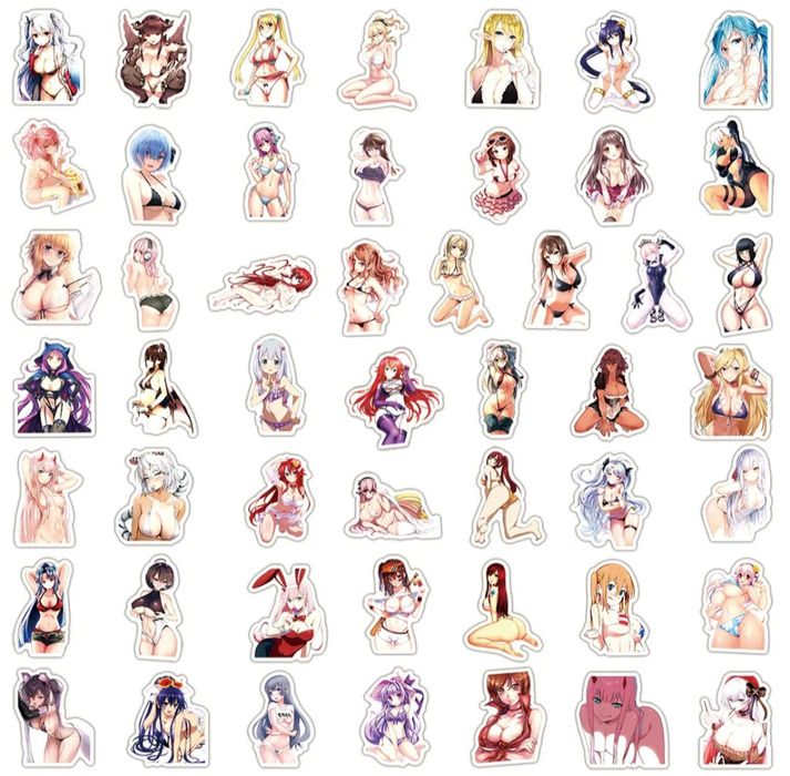 Виниловыe наклейки стикеры аниме секси девушки в купальниках