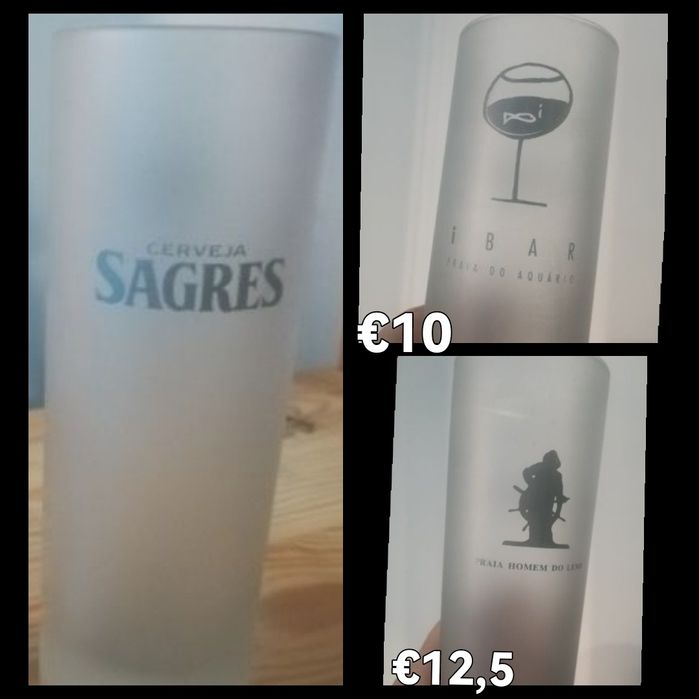 Copos e canecas cerveja Sagres, Super Bock, Tagus, Marina, Lusitana