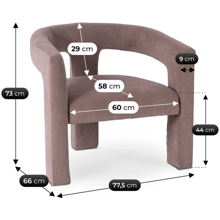 Fotel Arvila w kolorze brązowym Welur
