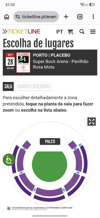 2 Bilhetes Placebo Porto 28 Setembro