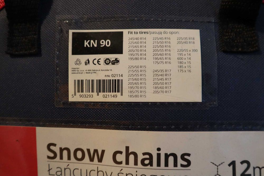 Łańcuchy śniegowe Amio 12mm NOWE