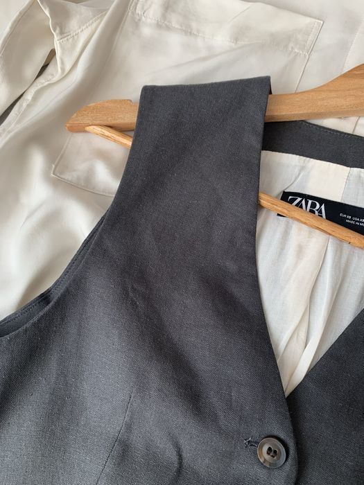 Крутий жилет з натуральної тканини р.XS