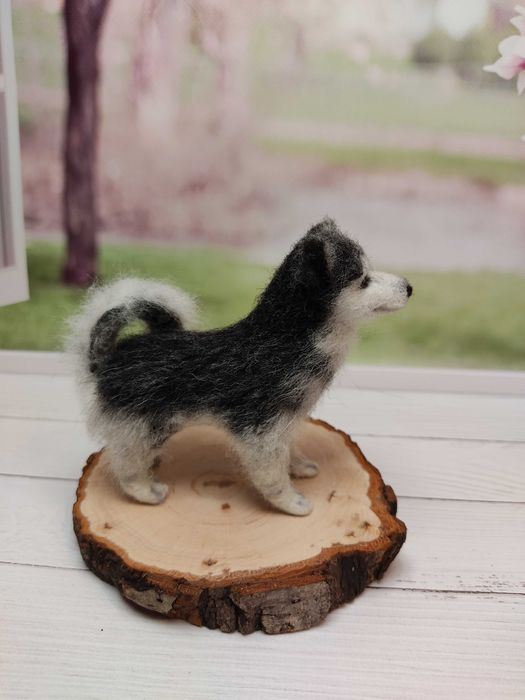 Игрушка собака валяная. Фигурка собаки. Портрет питомца. Маламут.