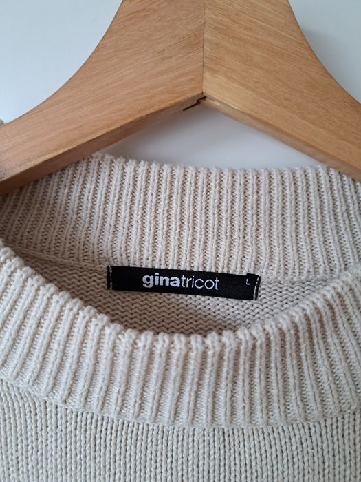 Gina Tricot damski sweter kremowy czarny paski L też M S wiosna lato