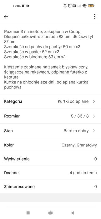 Granatowa długa kurtka zimowa damska