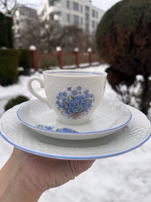 Сервіз квіти, чайний сервіз на 6 персон, ваза, декор, вінтажні пляшки