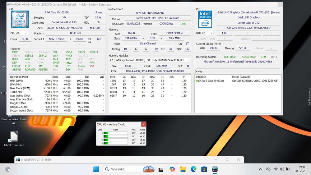 MOCNY Lenovo ThinkBook 14 - i5-10210U / 16 GB DDR4 / 256 SSD / FHD IPS