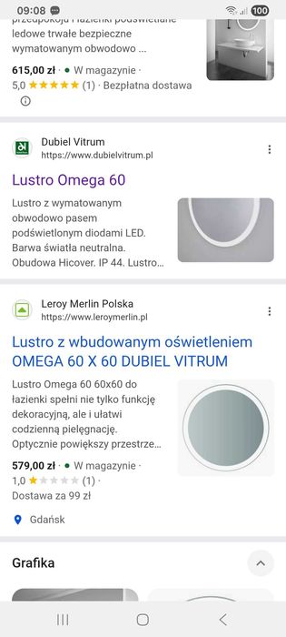 Lustro łazienkowe podswietlane