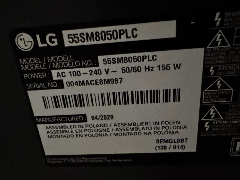 TV LG nanocell 55SM8050PLC