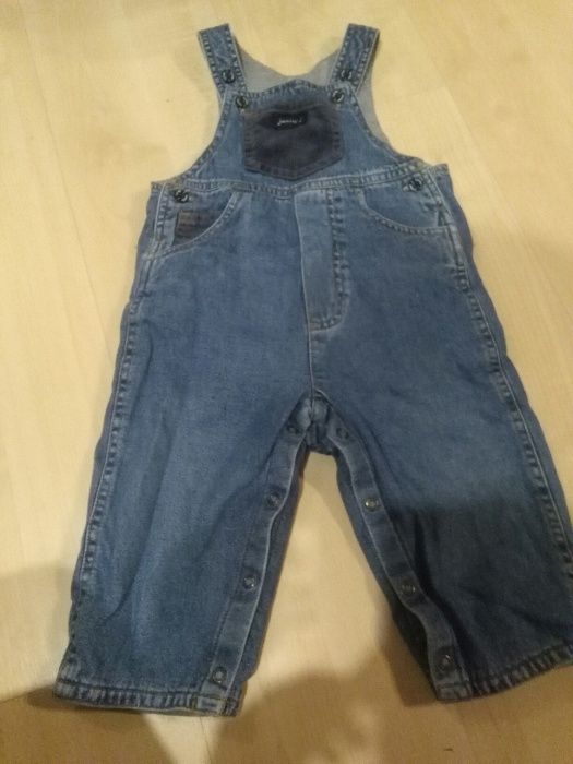 Jeansowe ogrodniczki ocieplane bawełnianą podszewką idealny stan