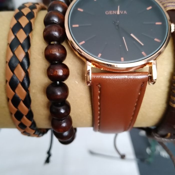 Męski komplet zegarek i bransoletki nowy