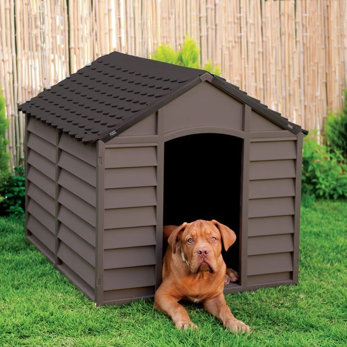 Starplast Duża Brązowa Plastikowa Buda dla Psa Zewnętrzna 86x84,5x82cm - Nowa Uszkodzona