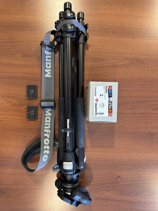 Statyw Manfotto 055PROB z głowicą Manfrotto 460MG + dwie płytki