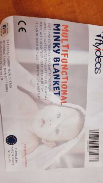 Kołderka kocyk minky 75x100 różowe jednorożce z certyfikatem Ökotex