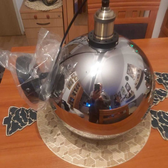 Lampa wisząca nowe srebrna kula -   średnica 30 cm