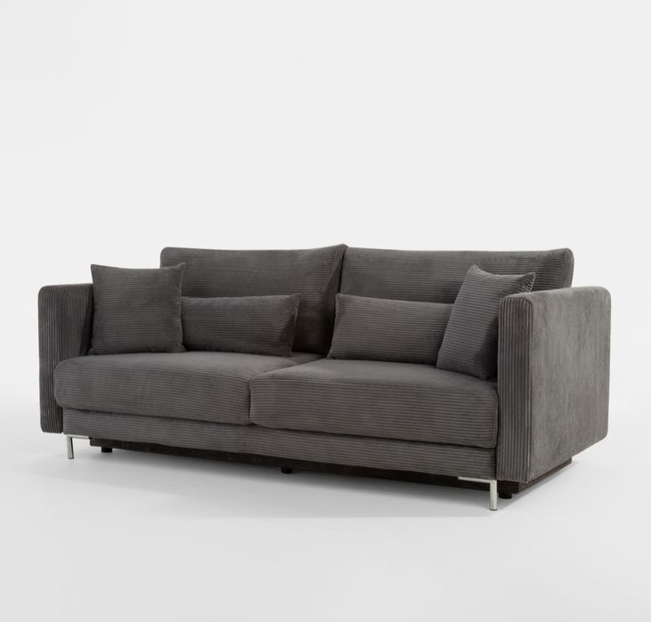 Agata Meble RICO sofa 3 osobowa sztruksowa szara