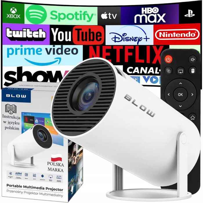 PROJEKTOR przenośny RZUTNIK obrotowy ANDROID - smart TV wifi FULL HD