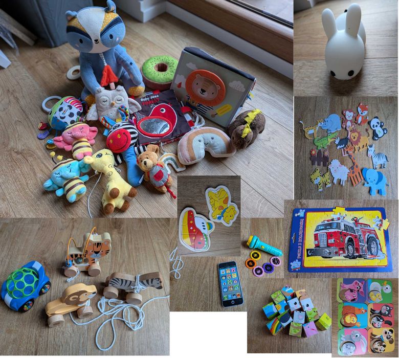 zabawki różne, gryzaki, grzechotki, klocki, pluszaki