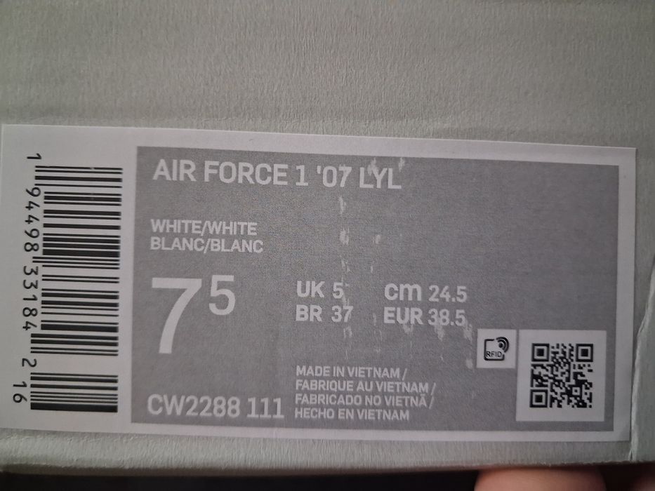 Buty nike af1 air force one białe damskie meskie 38.5