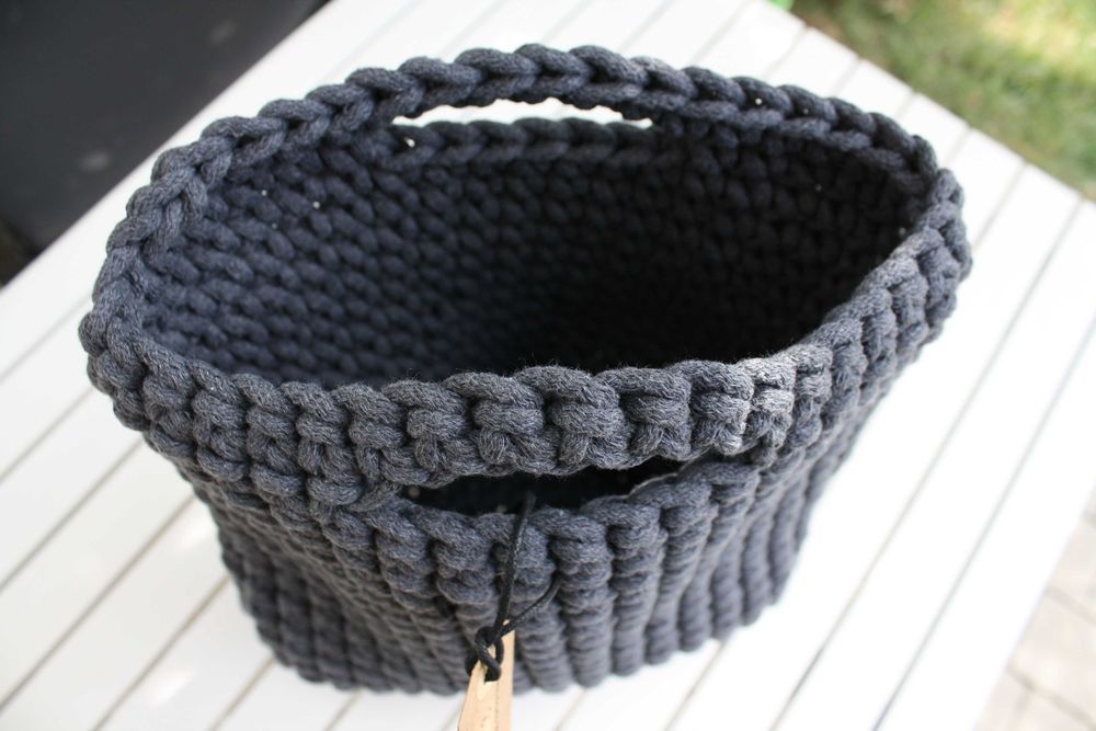 Sploting - torba szydełkowa A4, bawełna, kolor szary