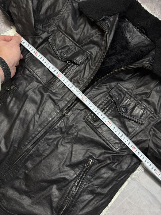 Італійська шкіряна чоловіча куртка з утепленням franco marcello
