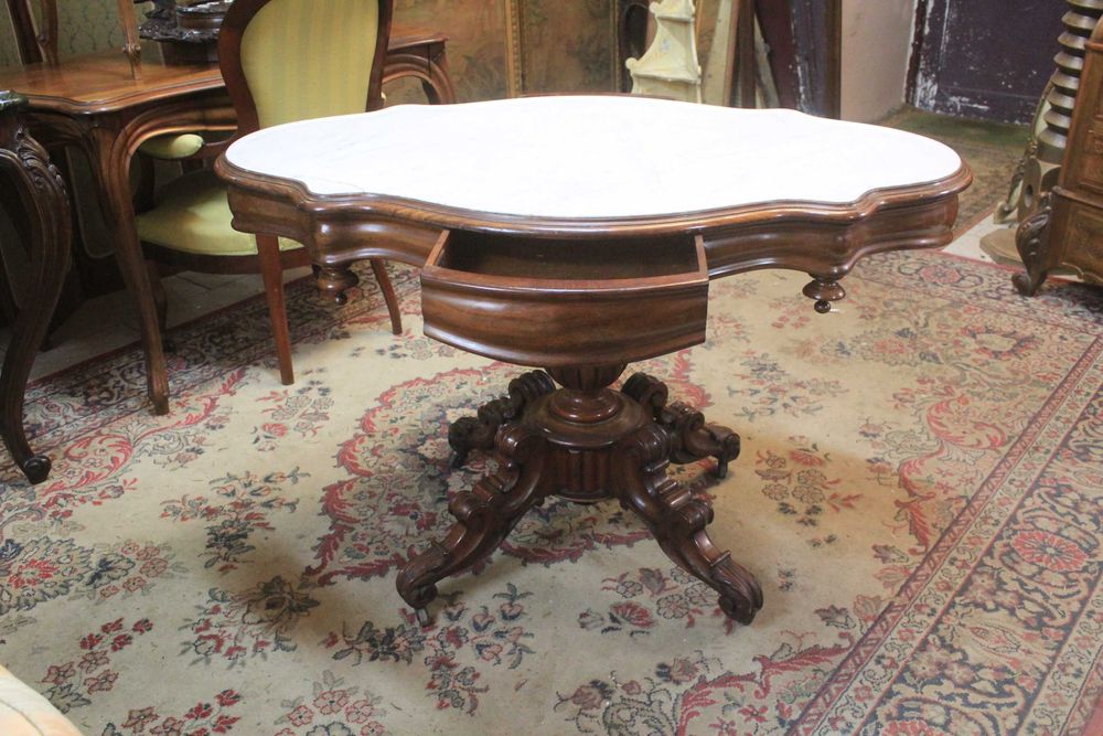 Stół eklektyczny 2 szufladki - blat marmur - Gryfino