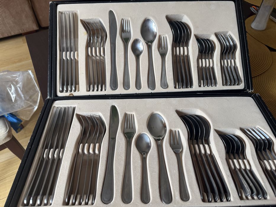 2 komplety sztućców 60 szt! Srebrne stal