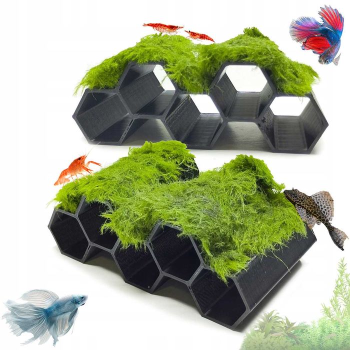 Kryjówka dla krewetek pokryta Gałęzatką - Ozdoba do akwarium Dekoracja