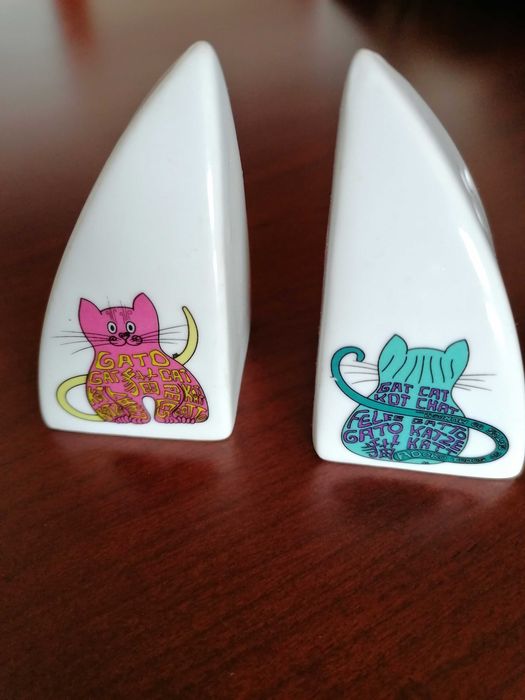 Saleiro e pimenteiro gato preto