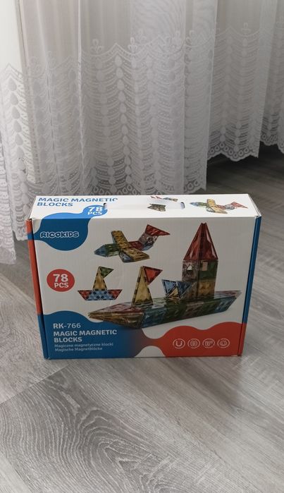 Klocki Magnetyczne RicoKids 78el Magnetic Blocks Nowe Otwarte