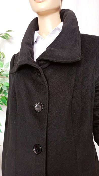 Sg Elegancki czarny płaszcz damski 42 , 44 XL klasyk dyplomatka damska