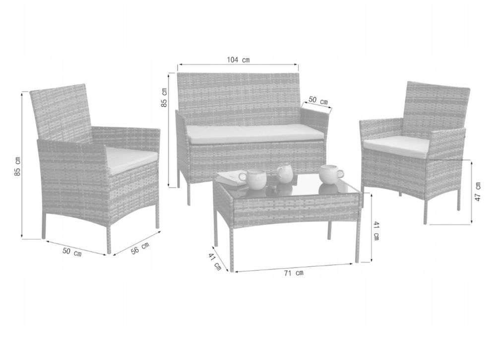 Meble ogrodowe technorattan zestaw kolory