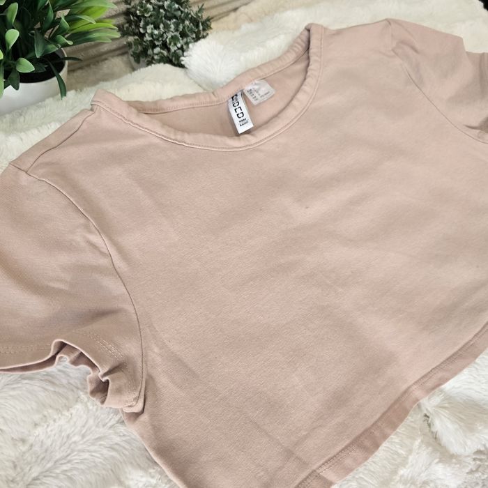 crop top z krótkim rękawem divided L pudrowy róż
