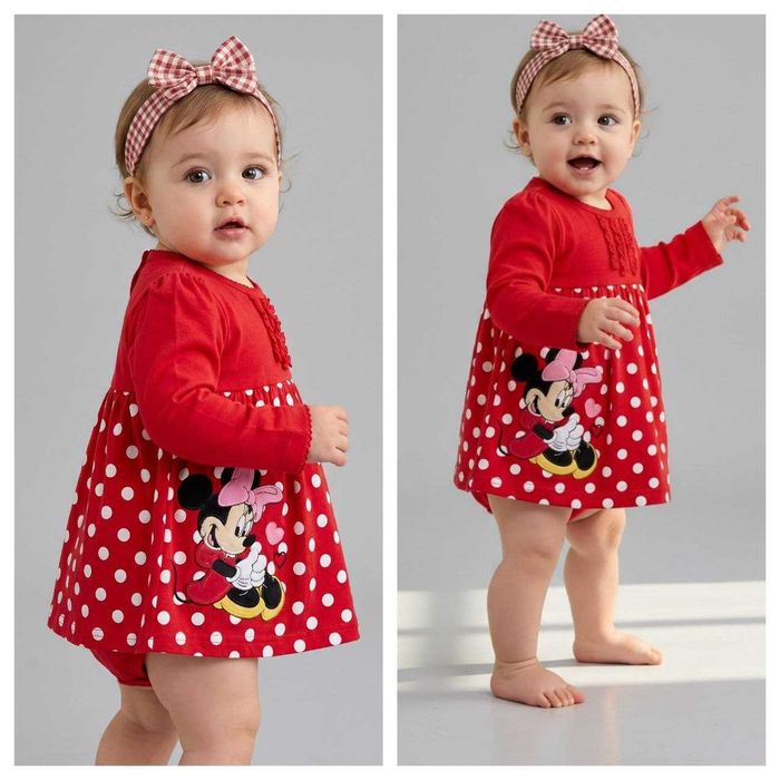 Платье-Боди Disney Minnie Mouse красное в горошек 3-6 мес