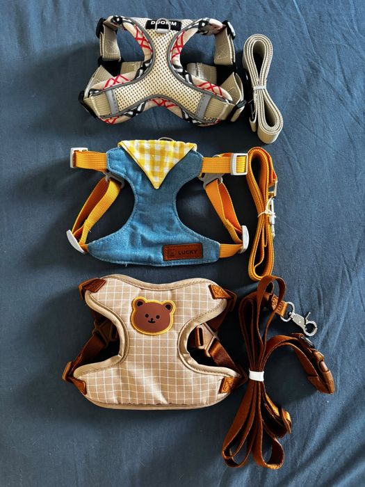 Coleiras peitorais para cão pequeno/medio porte / nunca usadas