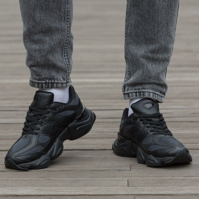 Кросівки New Balance 9060 Triple Black Leather premium | Кроссовки чоловічі жіночі