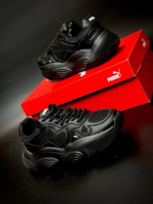 Весна 2026 / кожаные Puma / женские черные деми кроссовки/пума женские