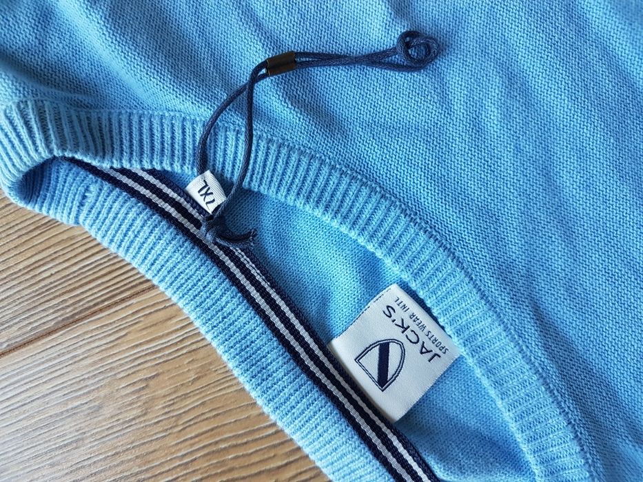 7XL Jack's męski sweter bawełniany duży 100% cotton sweterek niebieski