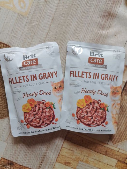 Вологий корм для котів (2 шт) Brit Care Cat філе в соусі з качкою 85 г