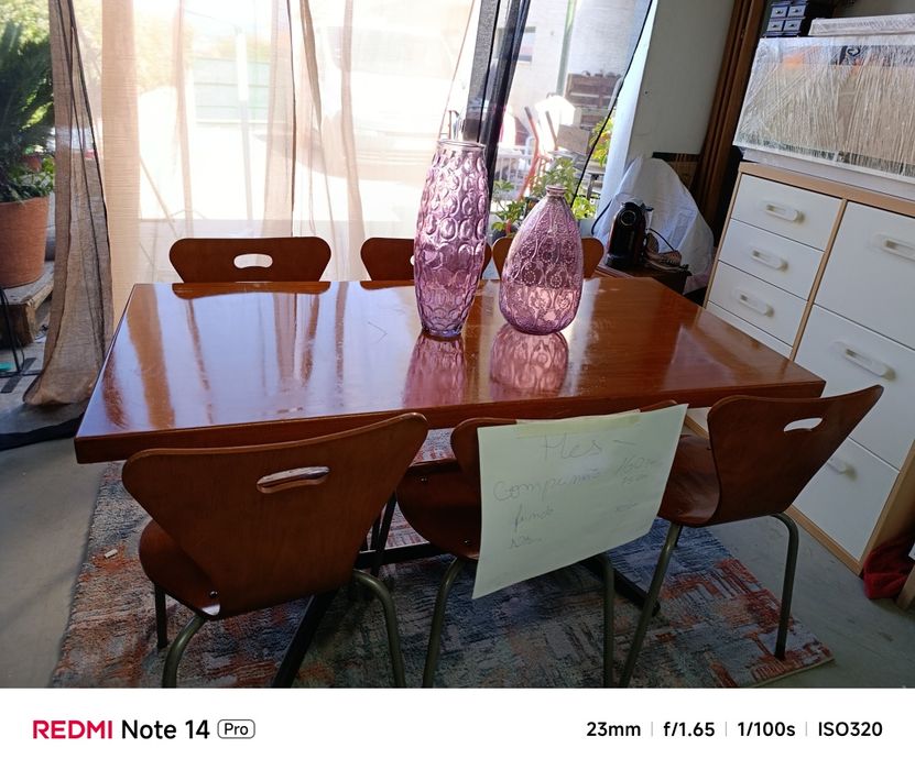 Mesa madeira c, 6 cadeiras