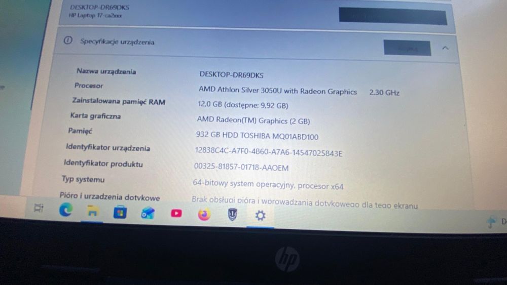Laptop HP "17 ,Grafika 2 GB / 12 GB RAM
