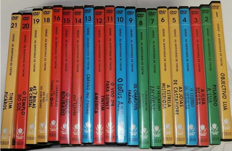 Lote de 20 DVD’s da Colecção As Aventuras de Tintim - Hergé