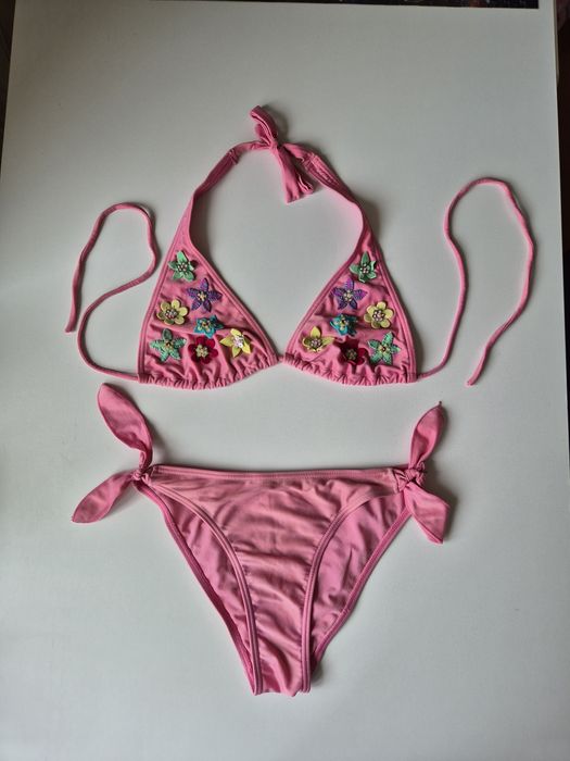 Рожевий купальник з квіточками