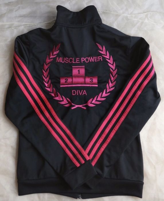 Bluza damska adidas rozm S jak nowa czarna różowe wstawki