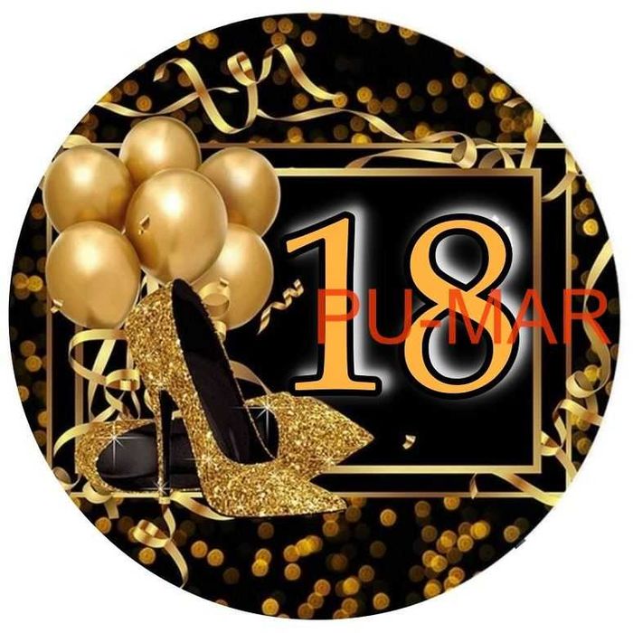 Opłatek na tort Urodziny Szpilki Balony 18 30 40
