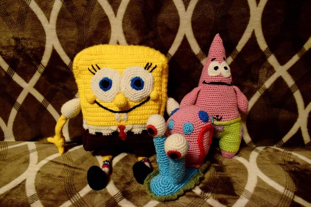 Zestaw spongebob na szydełku maskotki