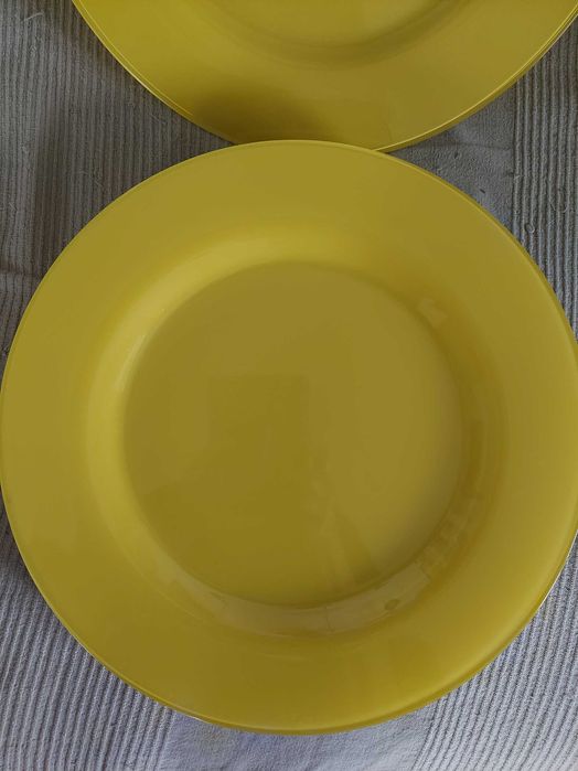 talerze szklane żółte duże 33 cm średnica