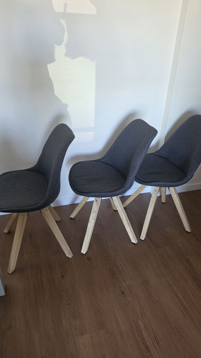 Conjunto cadeiras jantar cinza