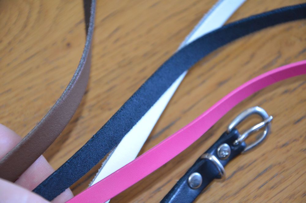 4 szt. zestaw pasków 123 cm róż/biel/brąz