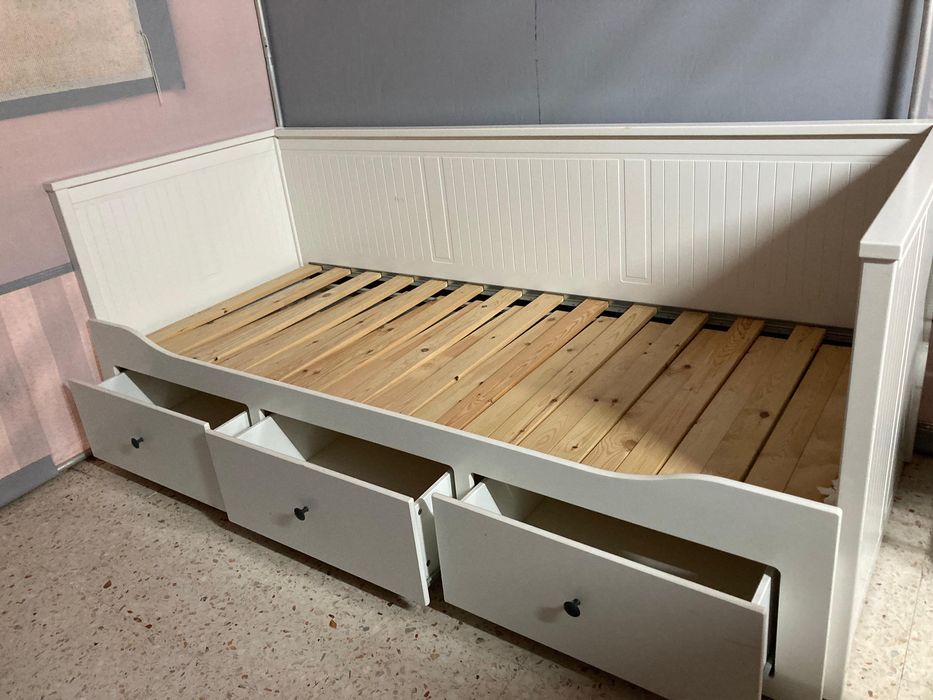 IKEA HEMNES cama individual/dupla com 3 gavetas branco